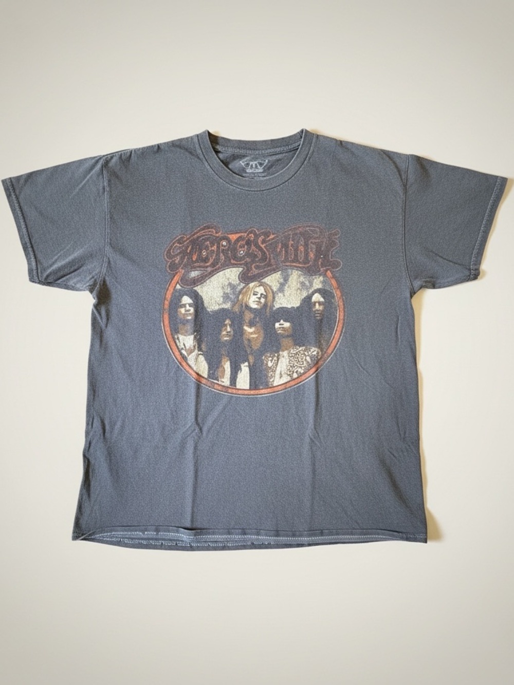Vintage-Style Aerosmith Graphic Band Tee in Brown